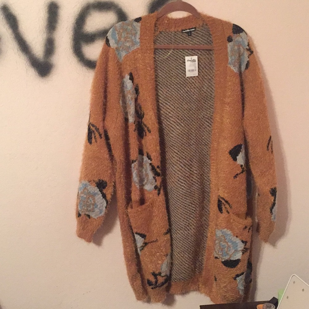 Fuzzy Blue Rose Sweater